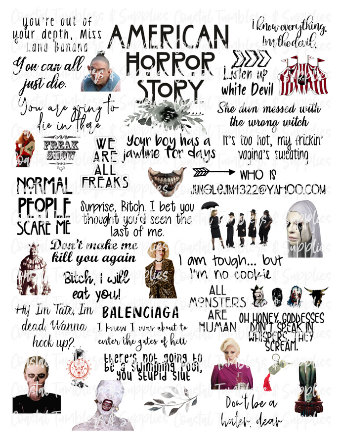 American Horror Story Inspired Fan Sheet