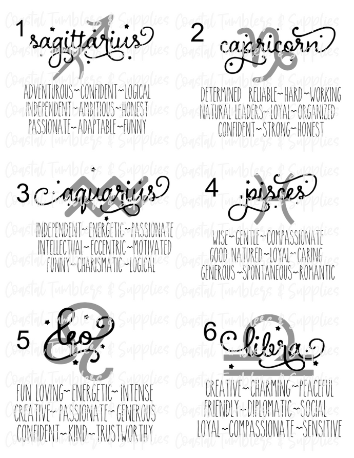 Astrological Signs Sheet 1